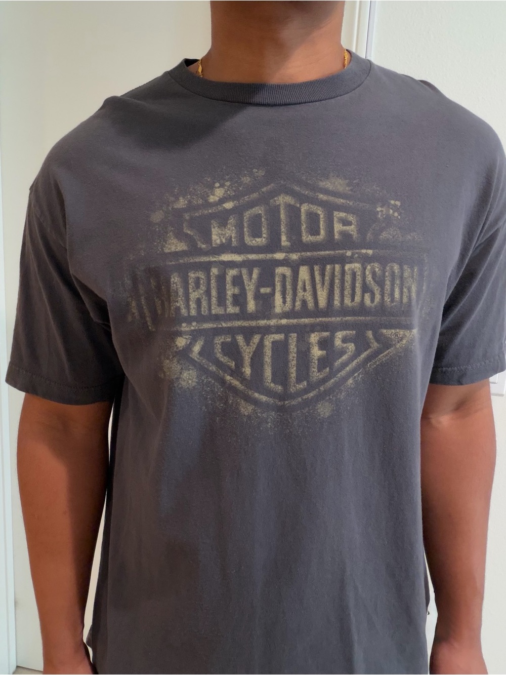 Harley-Davidson Black Short Sleeve Tee with Faded Gold Shield - Picture 2 of 10